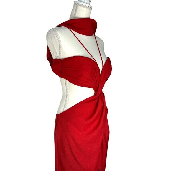 Cult Gaia Cody Gown in Amanita Luxe Twill In Red Large New Womens Maxi Dress - Picture 6 of 16